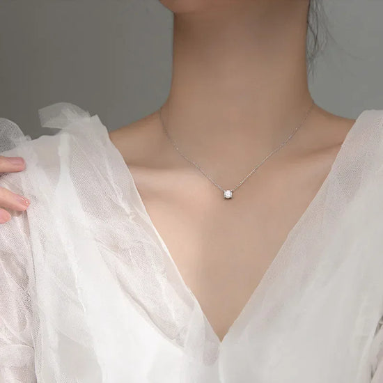 Silver Zircon Diamond Necklace