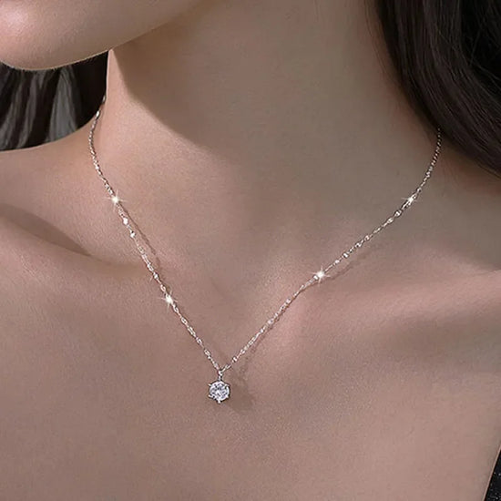 Silver Zircon Diamond Necklace