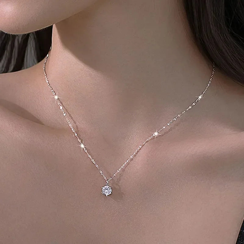 Silver Zircon Diamond Necklace