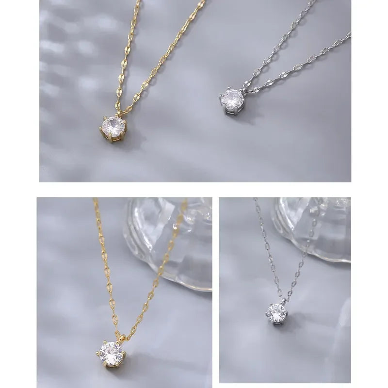 Silver Zircon Diamond Necklace