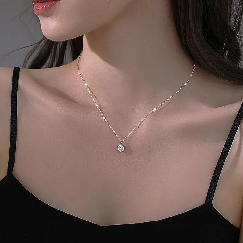 Silver Zircon Diamond Necklace