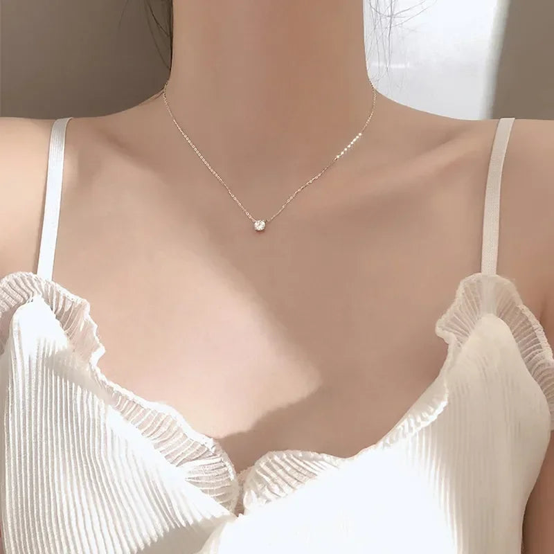 Silver Zircon Diamond Necklace