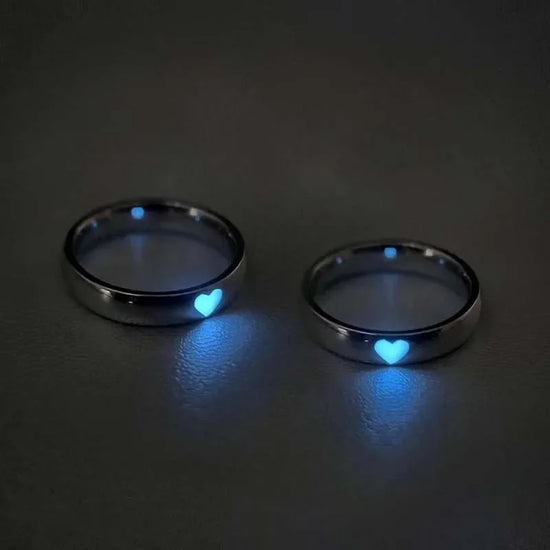 Love Heart Luminous Couple Adjustable Ring (Glow In The Dark)