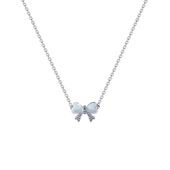 Opal Bow Necklace